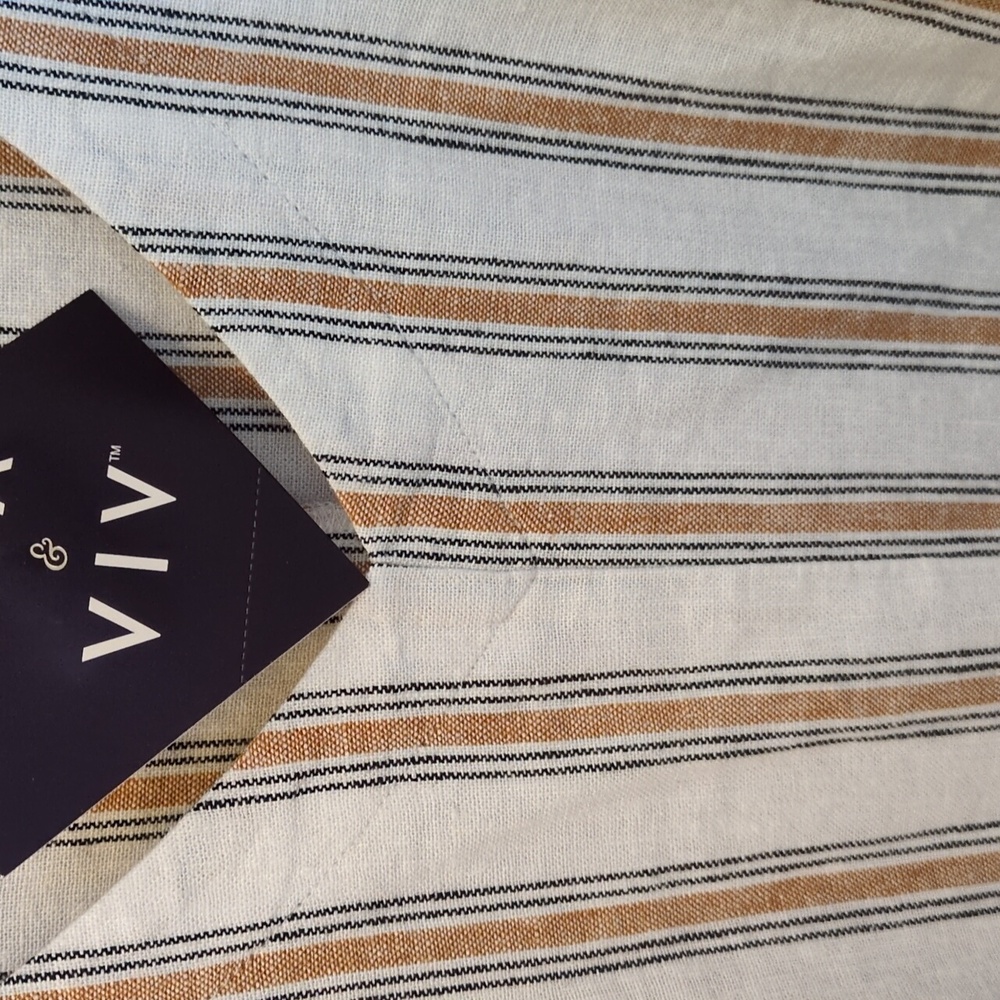 NEW Womens 4X Linen Blend Striped Tie Front Summer Top Ava & Viv Drop Sleeves ♥️ - Picture 3 of 10